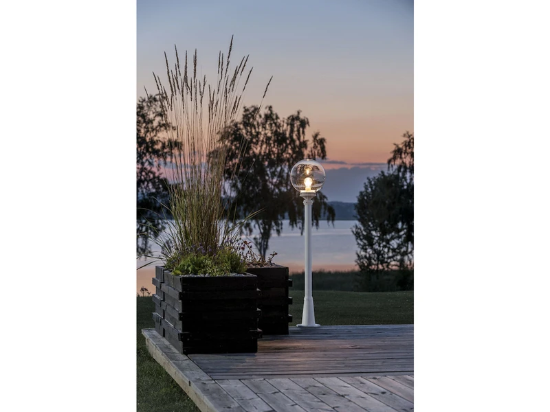 Konstsmide Wegeleuchte ORION Aluminium Weiß Mit Glaskugel, Höhe 118cm – Bild 4