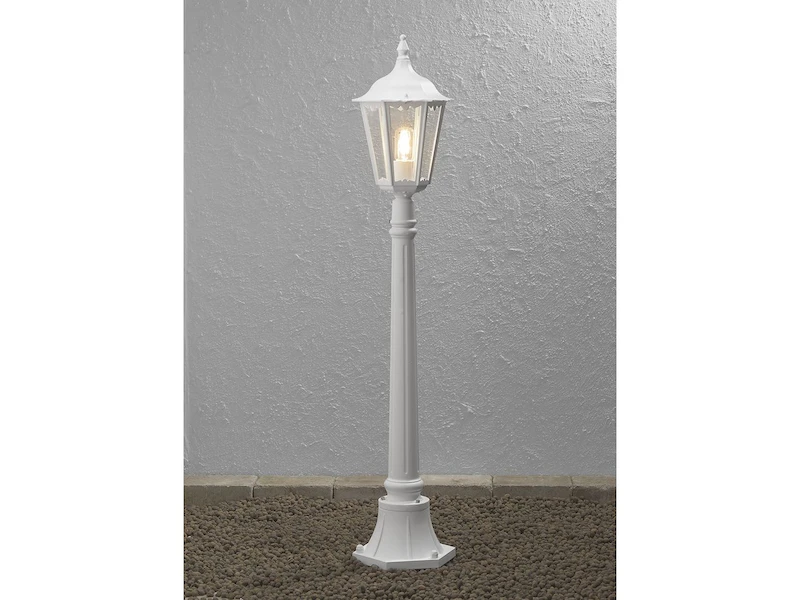 Konstsmide Weiße Wegeleuchte FIRENZE Aluminium, Inkl. Pfahl Und Fundament