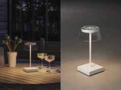 Konstsmide Wiederaufladbare LED Outdoor Akku Tischleuchte SCILLA Dimmbar In Weiß, Höhe 27cm